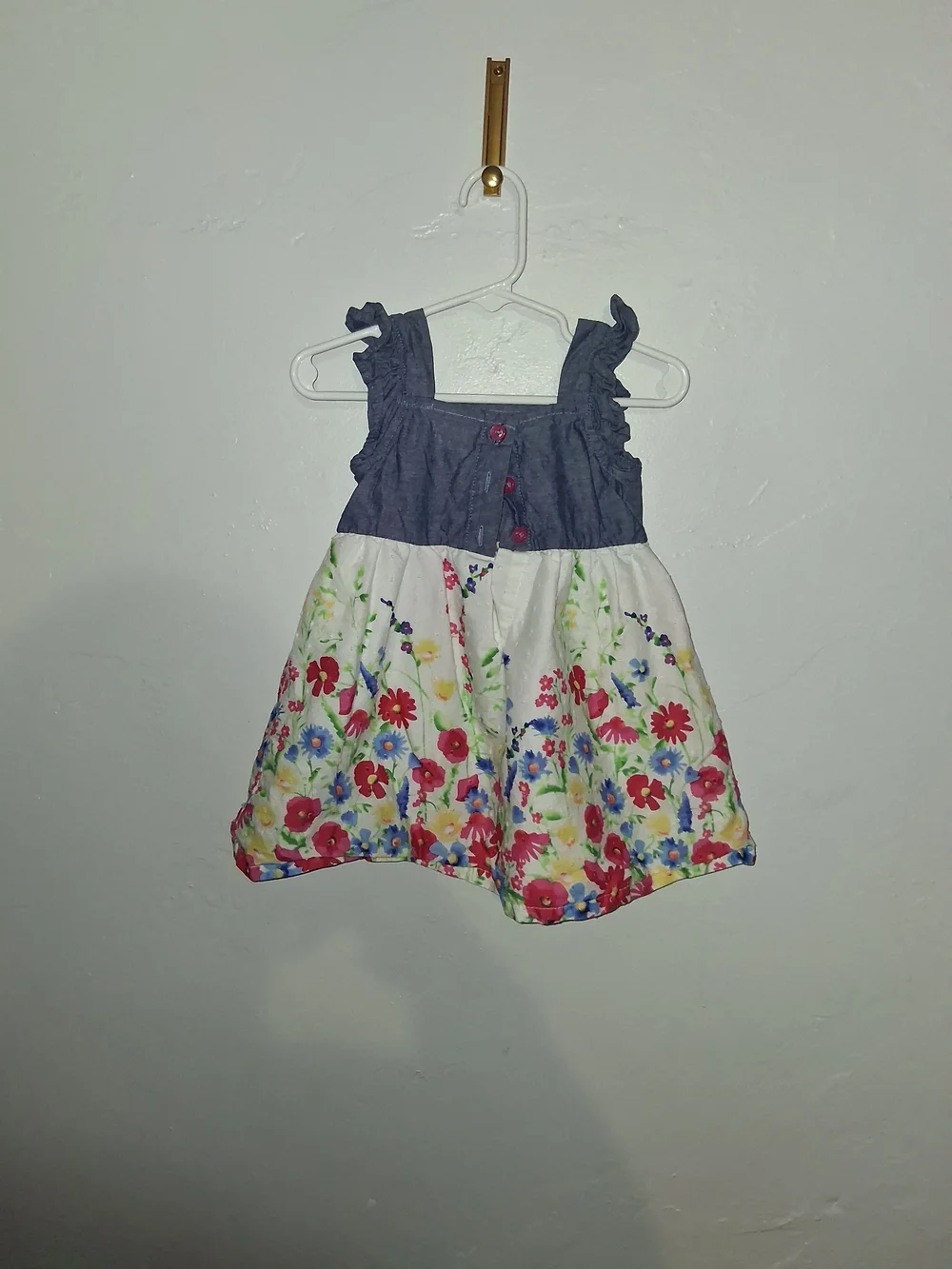 Penelope Mack Blue Bodice Floral Sundress with Pink Flower